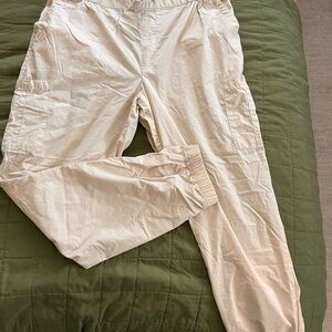 Cream Lightweight Elastic Waist Joggers